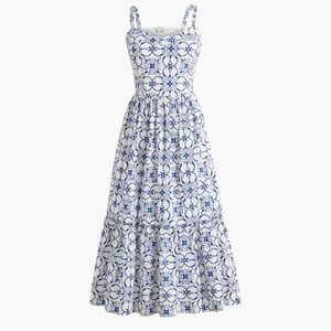 J. Crew factory blue and white Poplin corset midi dress NWT